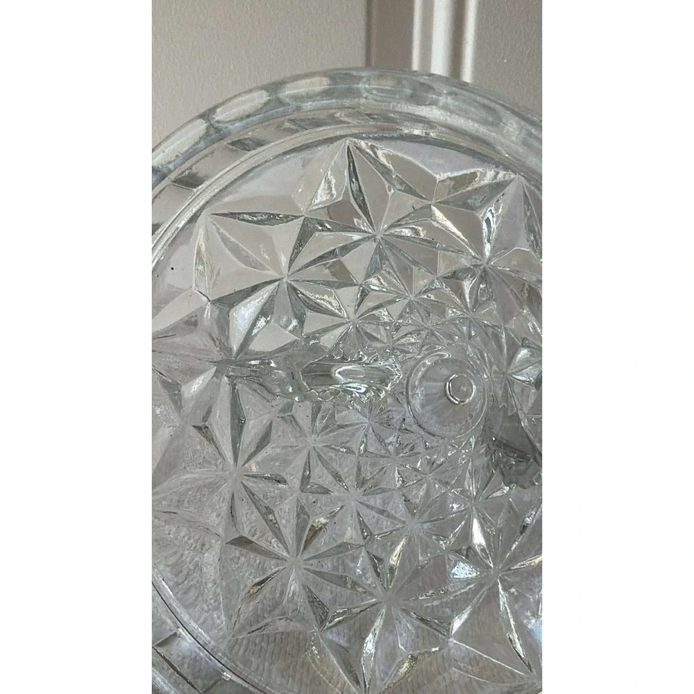 Imperial Glass Double Candlestick Holder Clear EUC Daisy Button Scrolled Arms